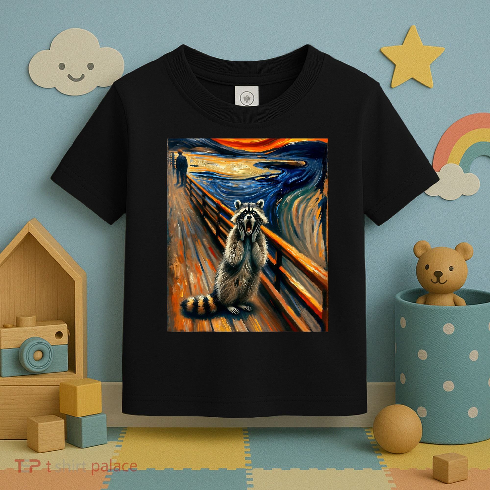 Expressionist Scream Raccoon Lovers | Artistic Raccoon Toddler T-Shirt