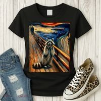 Expressionist Scream Raccoon Lovers | Artistic Raccoon Women's T-Shirt thumb 3