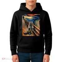 Expressionist Scream Raccoon Lovers | Artistic Raccoon Kids Hoodie thumb 4