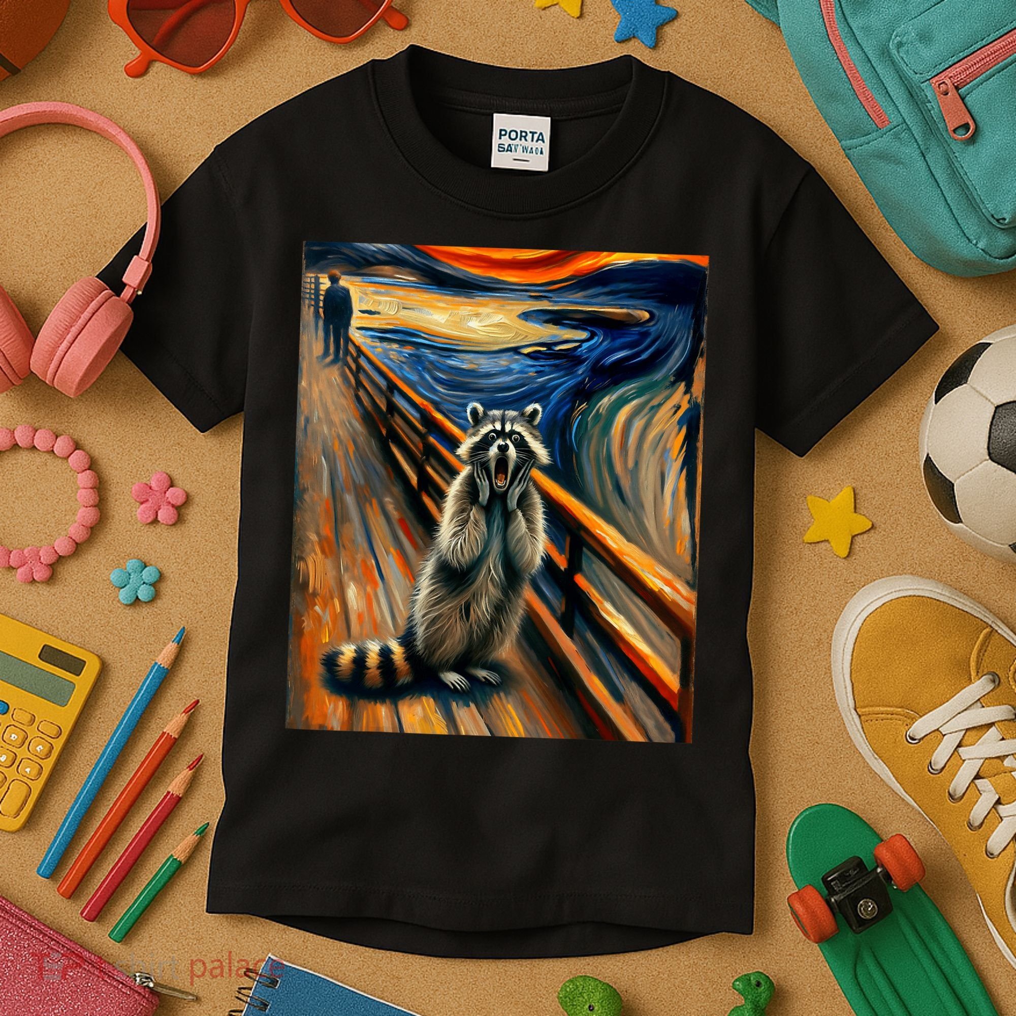 Expressionist Scream Raccoon Lovers | Artistic Raccoon Kids T-Shirt