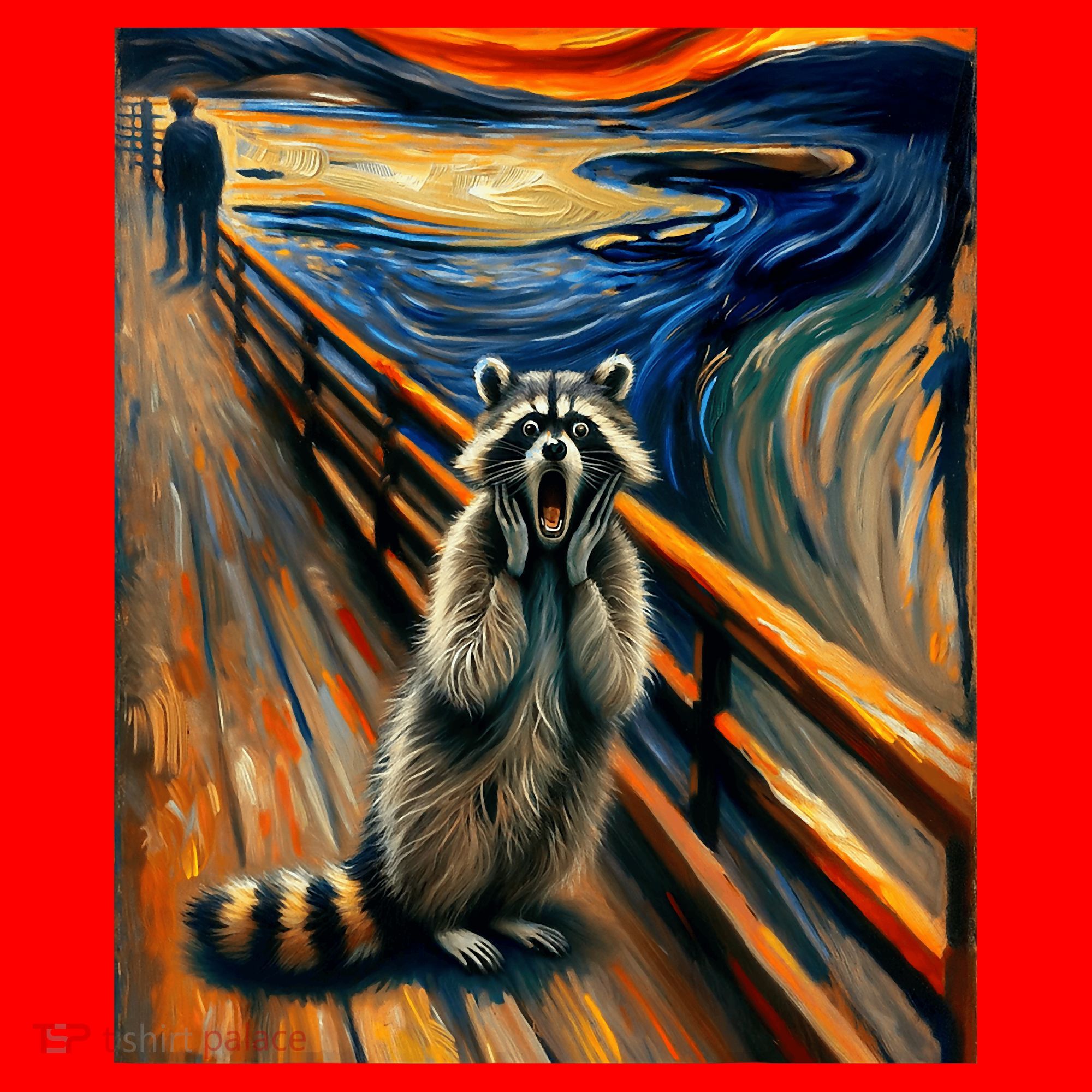 Expressionist Scream Raccoon Lovers | Artistic Raccoon Santa Hat