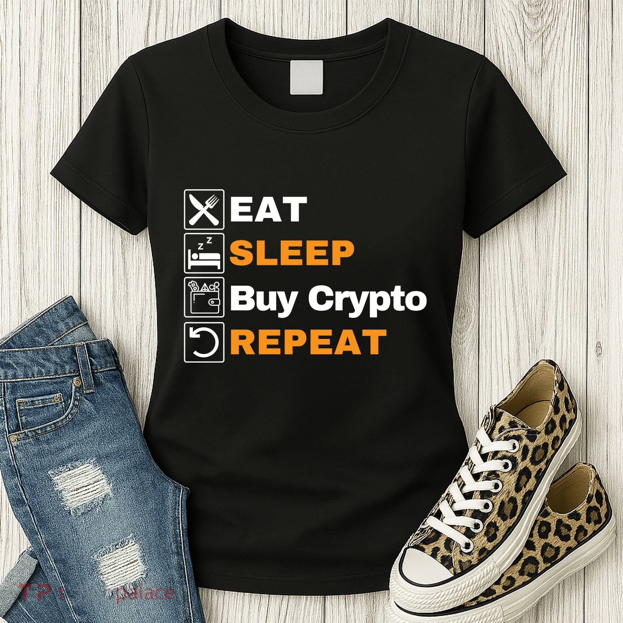 Eat Sleep Repeat Buy Crypto Bitcoin Blockchain Crypto Women's T-Shirt
