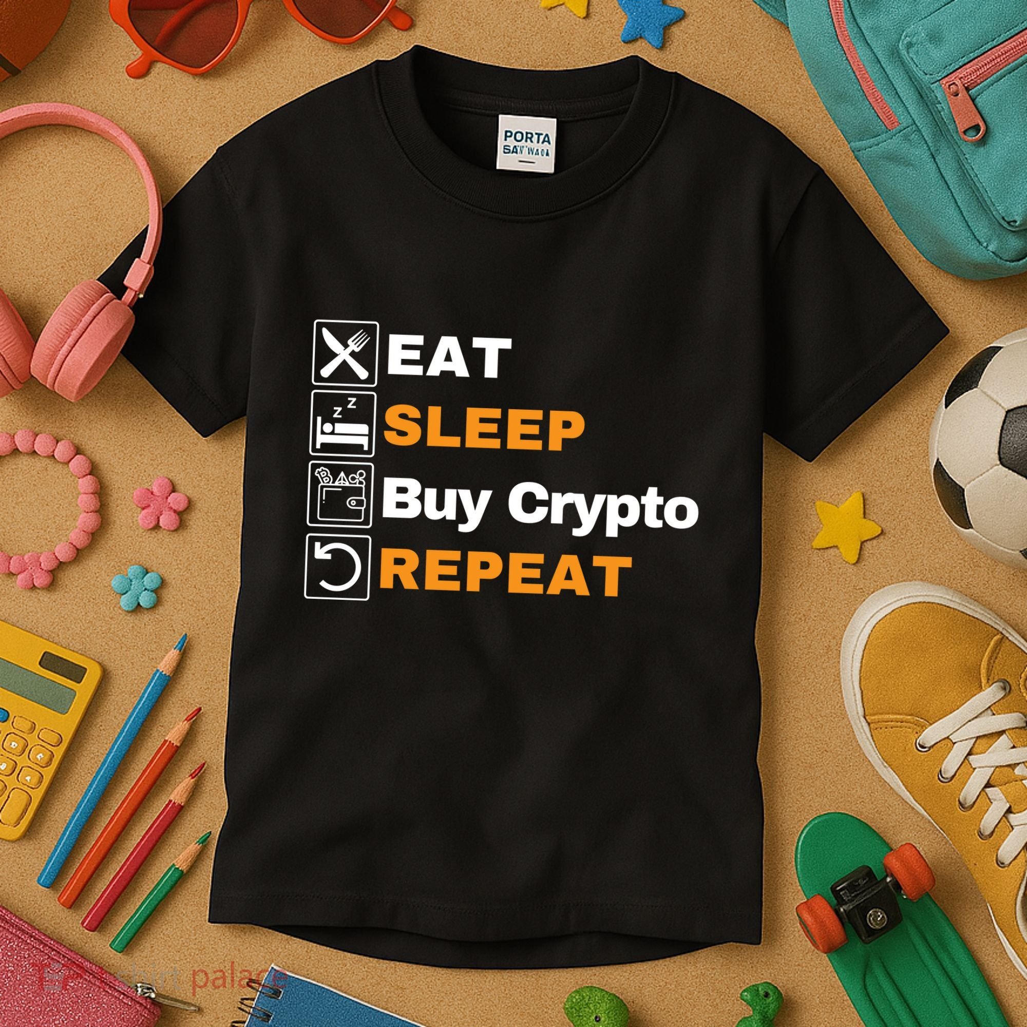 Eat Sleep Repeat Buy Crypto Bitcoin Blockchain Crypto Kids T-Shirt