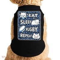 Eat Sleep Rugby Repeat Rugby Lover Outfit Doggie Tank thumb 0