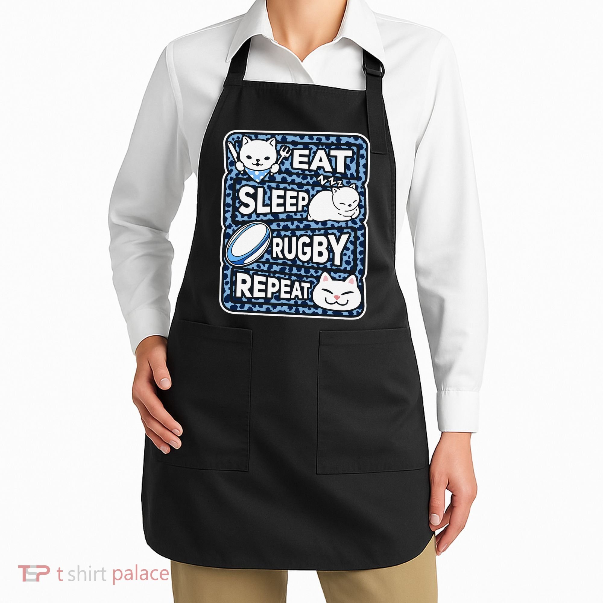 Eat Sleep Rugby Repeat Rugby Lover Outfit Apron