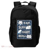Eat Sleep Rugby Repeat Rugby Lover Outfit Backpack thumb 0