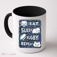 Eat Sleep Rugby Repeat Rugby Lover Outfit Coffee Mug thumb 0