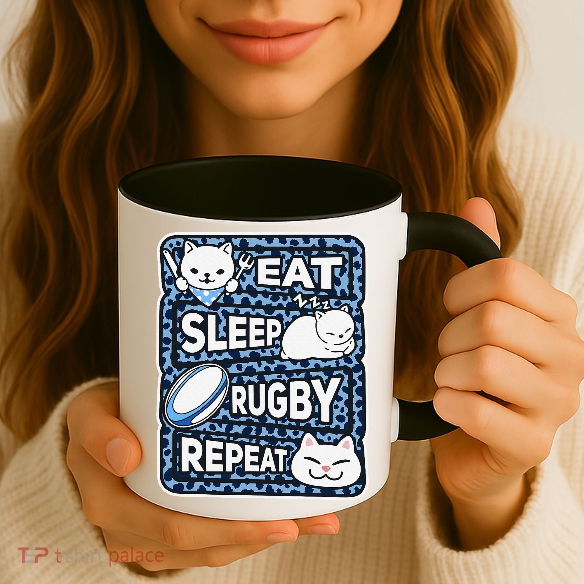 Eat Sleep Rugby Repeat Rugby Lover Outfit Coffee Mug