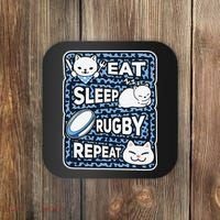 Eat Sleep Rugby Repeat Rugby Lover Outfit Coaster thumb 0