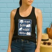 Eat Sleep Rugby Repeat Rugby Lover Outfit Women's Tank Top thumb 2