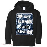 Eat Sleep Rugby Repeat Rugby Lover Outfit Toddler Hoodie thumb 0