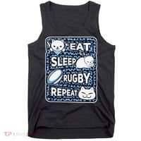 Eat Sleep Rugby Repeat Rugby Lover Outfit Tank Top thumb 0
