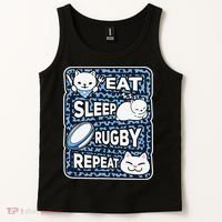 Eat Sleep Rugby Repeat Rugby Lover Outfit Tank Top thumb 2