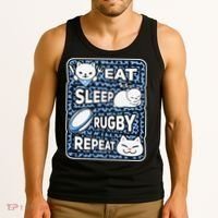 Eat Sleep Rugby Repeat Rugby Lover Outfit Tank Top thumb 3