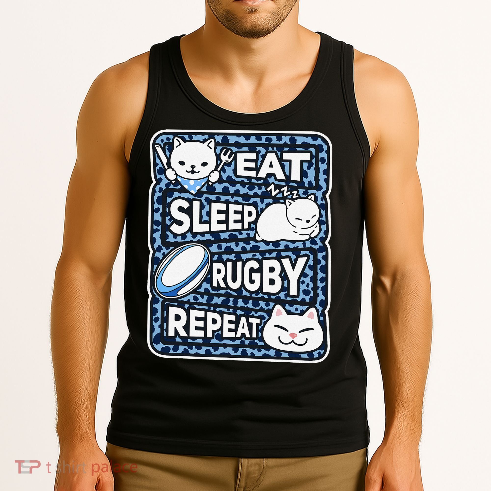 Eat Sleep Rugby Repeat Rugby Lover Outfit Tank Top