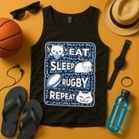 Eat Sleep Rugby Repeat Rugby Lover Outfit Tank Top thumb 4