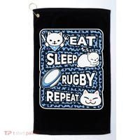 Eat Sleep Rugby Repeat Rugby Lover Outfit Golf Towel thumb 0