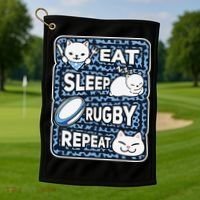 Eat Sleep Rugby Repeat Rugby Lover Outfit Golf Towel thumb 1