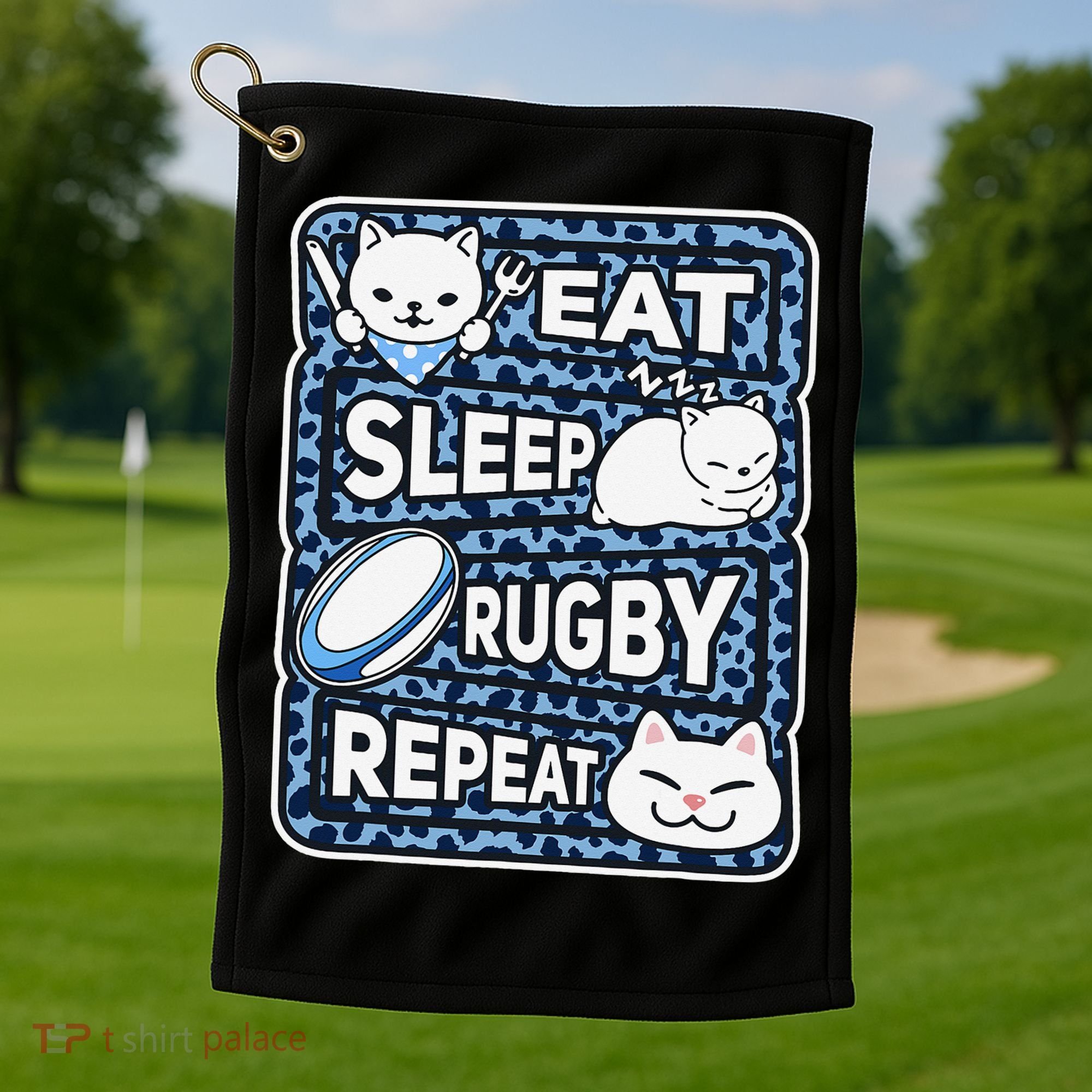 Eat Sleep Rugby Repeat Rugby Lover Outfit Golf Towel