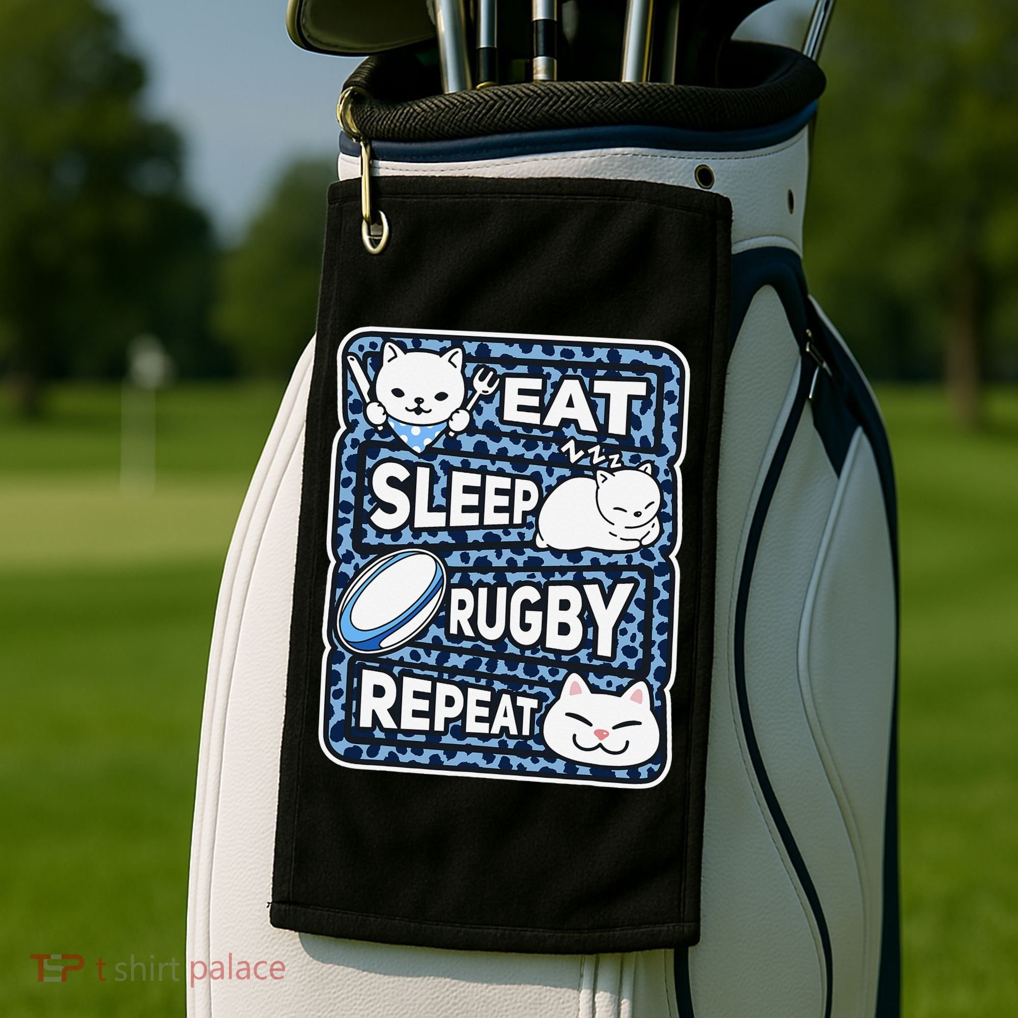 Eat Sleep Rugby Repeat Rugby Lover Outfit Golf Towel