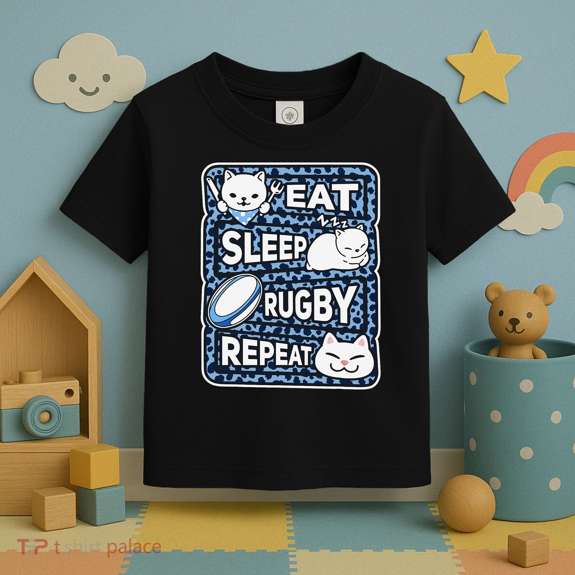 Eat Sleep Rugby Repeat Rugby Lover Outfit Toddler T-Shirt