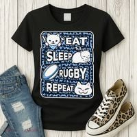 Eat Sleep Rugby Repeat Rugby Lover Outfit Women's T-Shirt thumb 3