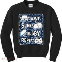 Eat Sleep Rugby Repeat Rugby Lover Outfit Kids Sweatshirt thumb 0