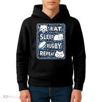 Eat Sleep Rugby Repeat Rugby Lover Outfit Kids Hoodie thumb 4