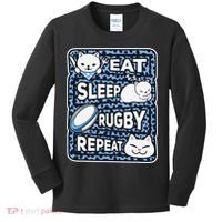 Eat Sleep Rugby Repeat Rugby Lover Outfit Kids Long Sleeve Shirt thumb 0