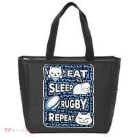 Eat Sleep Rugby Repeat Rugby Lover Outfit Tote Bag thumb 0