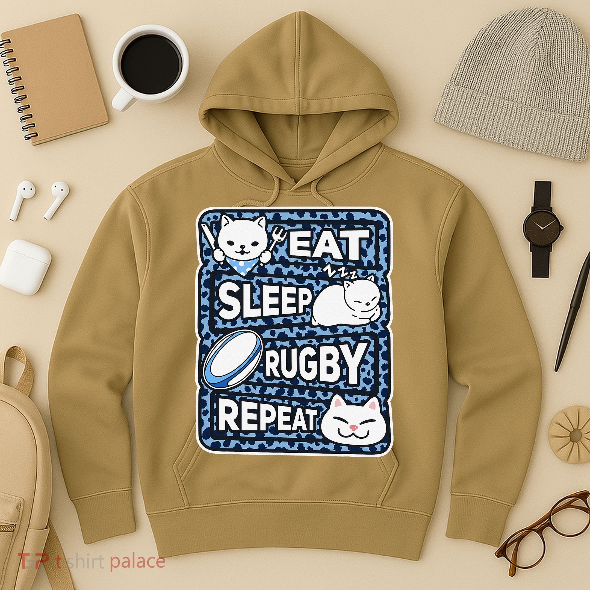 Eat Sleep Rugby Repeat Rugby Lover Outfit Hoodie