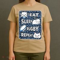 Eat Sleep Rugby Repeat Rugby Lover Outfit T-Shirt thumb 4