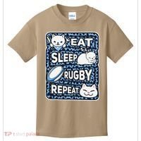 Eat Sleep Rugby Repeat Rugby Lover Outfit Kids T-Shirt thumb 0