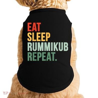 Eat Sleep Rummikub Repeat Multicolored Font Doggie Tank