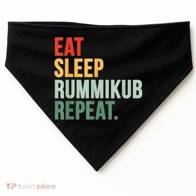 Eat Sleep Rummikub Repeat Multicolored Font USA-Made Doggie Bandana