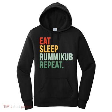 Eat Sleep Rummikub Repeat Multicolored Font Women's Hoodie