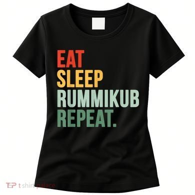 Eat Sleep Rummikub Repeat Multicolored Font Women's T-Shirt