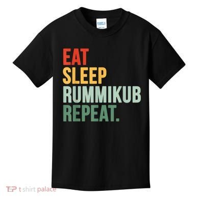 Eat Sleep Rummikub Repeat Multicolored Font Kids T-Shirt
