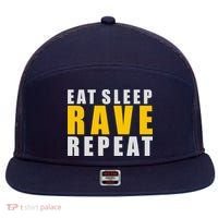 EAT SLEEP RAVE REPEAT 7 Panel Mesh Trucker Snapback Hat thumb 0
