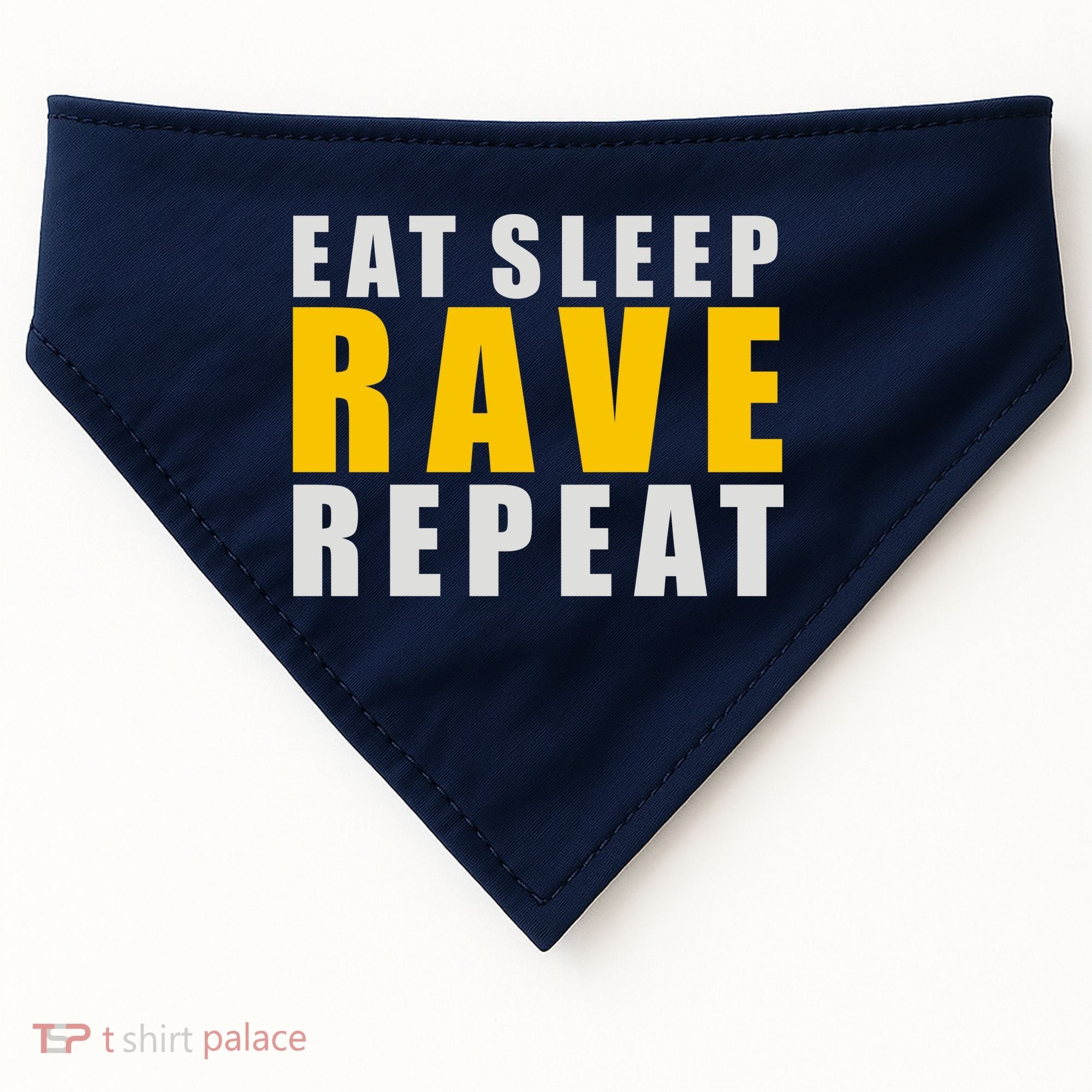EAT SLEEP RAVE REPEAT USA-Made Doggie Bandana