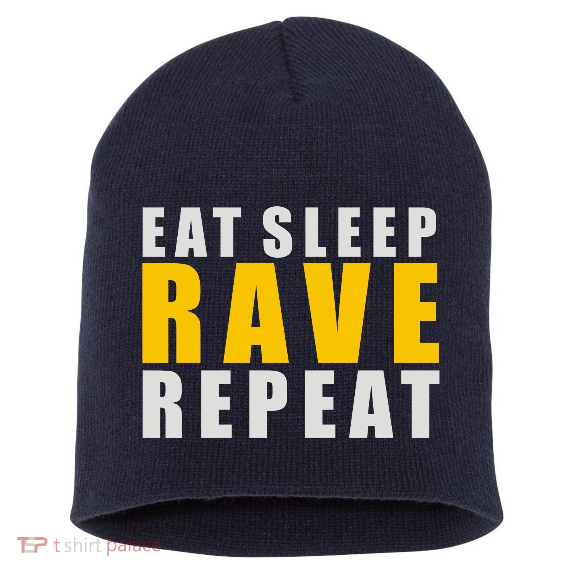 EAT SLEEP RAVE REPEAT Short Acrylic Beanie