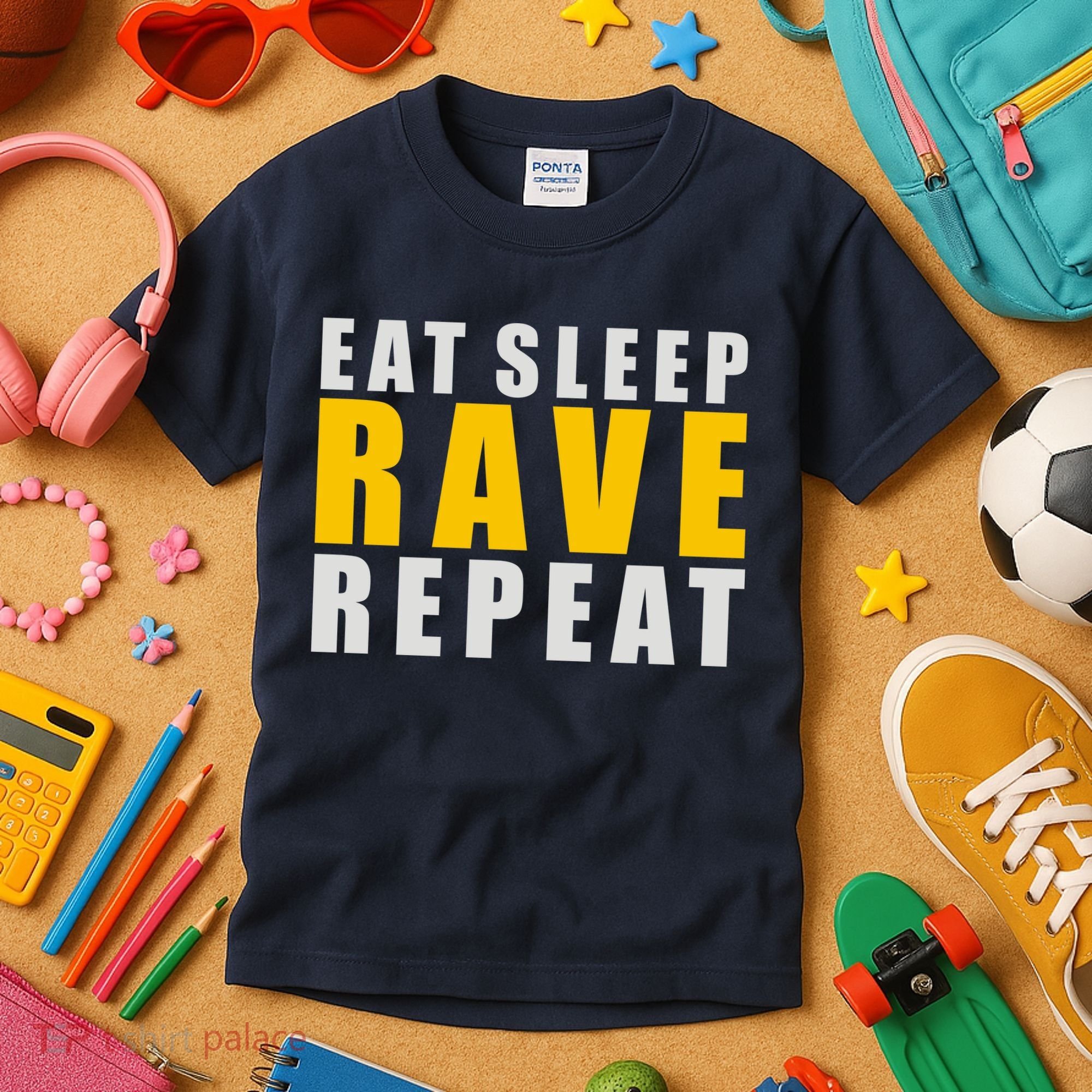 EAT SLEEP RAVE REPEAT Kids T-Shirt