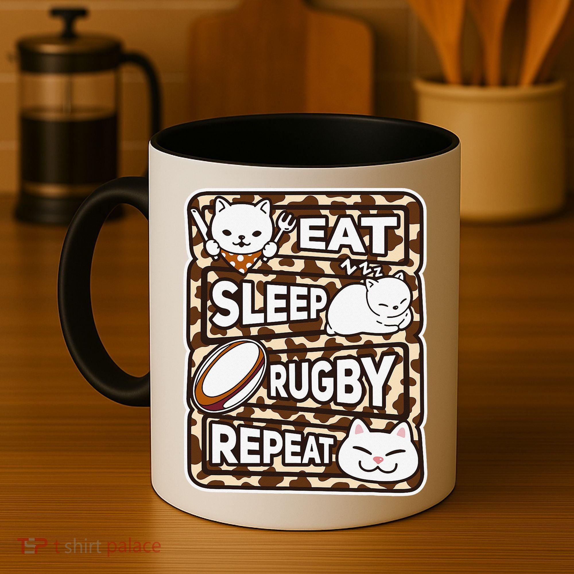 Eat Sleep Rugby Repeat Rugby Lover Outfit Coffee Mug