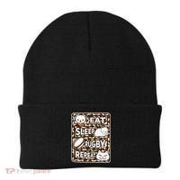 Eat Sleep Rugby Repeat Rugby Lover Outfit Beanie thumb 0
