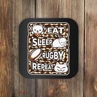 Eat Sleep Rugby Repeat Rugby Lover Outfit Coaster thumb 0