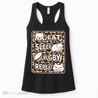 Eat Sleep Rugby Repeat Rugby Lover Outfit Women's Tank Top thumb 0