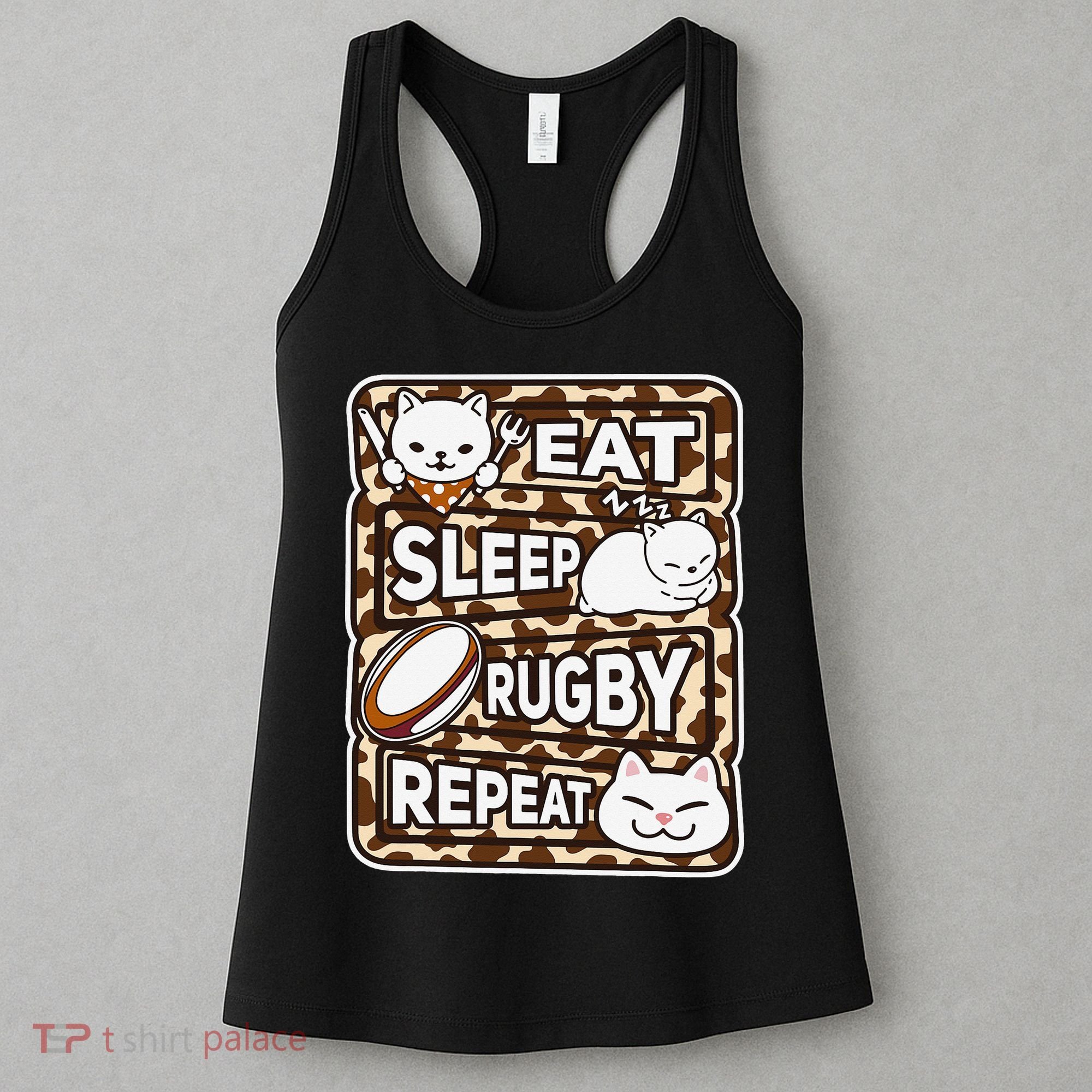 Eat Sleep Rugby Repeat Rugby Lover Outfit Women's Tank Top