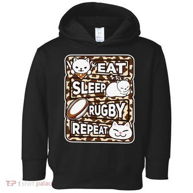 Eat Sleep Rugby Repeat Rugby Lover Outfit Toddler Hoodie