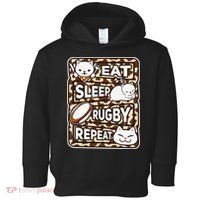 Eat Sleep Rugby Repeat Rugby Lover Outfit Toddler Hoodie thumb 0
