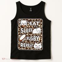 Eat Sleep Rugby Repeat Rugby Lover Outfit Tank Top thumb 2